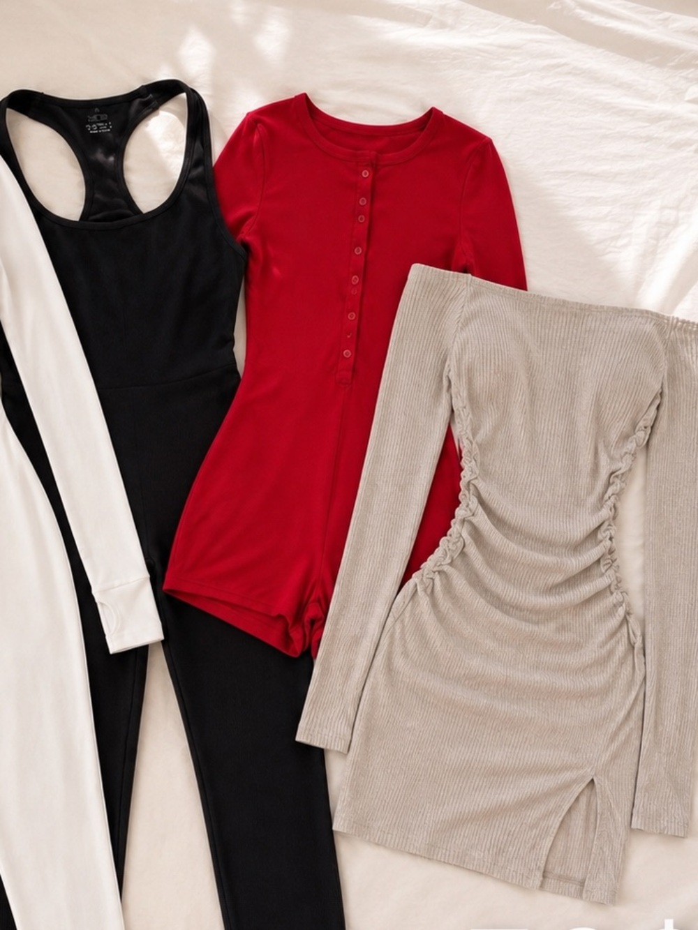 3-Piece Women Clothes Bundle - Black, Red, Taupe